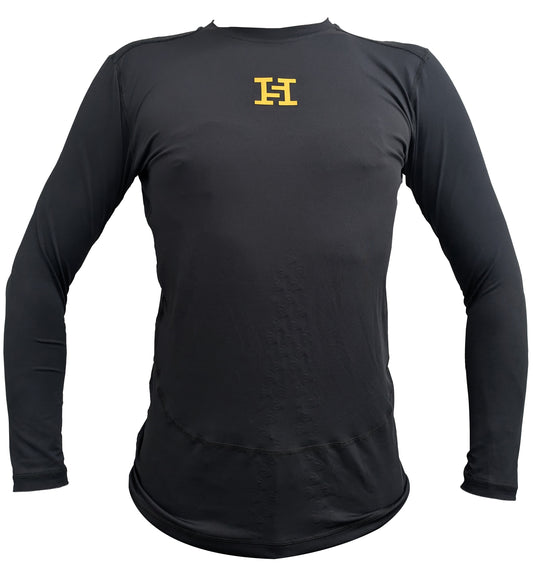 Super Heroes Undershirt Long Sleeve Adult General Black Black Round Neck All Seasons