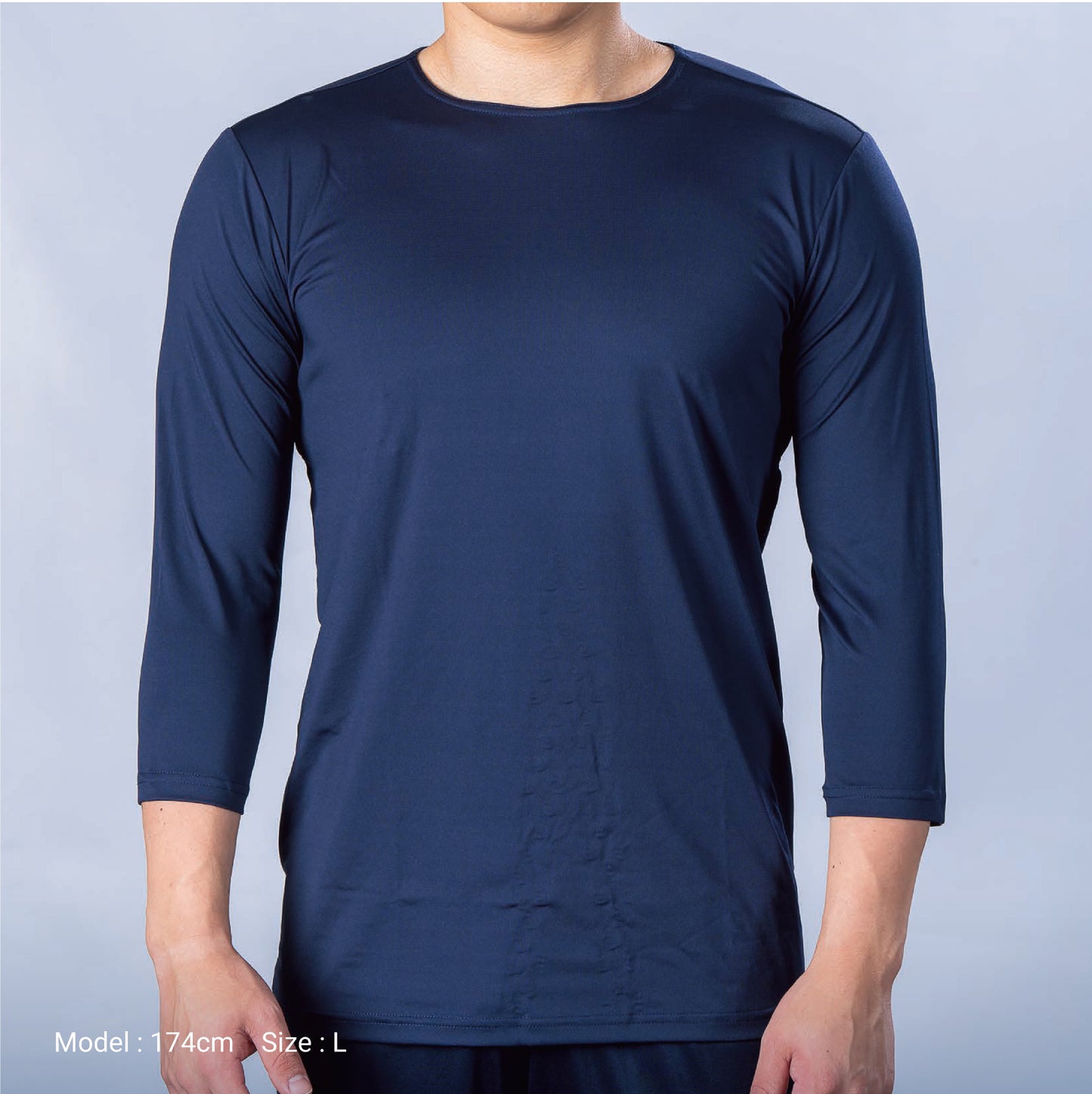 Super Heroes Undershirt, 3/4 Sleeves, Suitable for High School Baseball, Adults, General All Seasons, Round Neck, Navy Blue